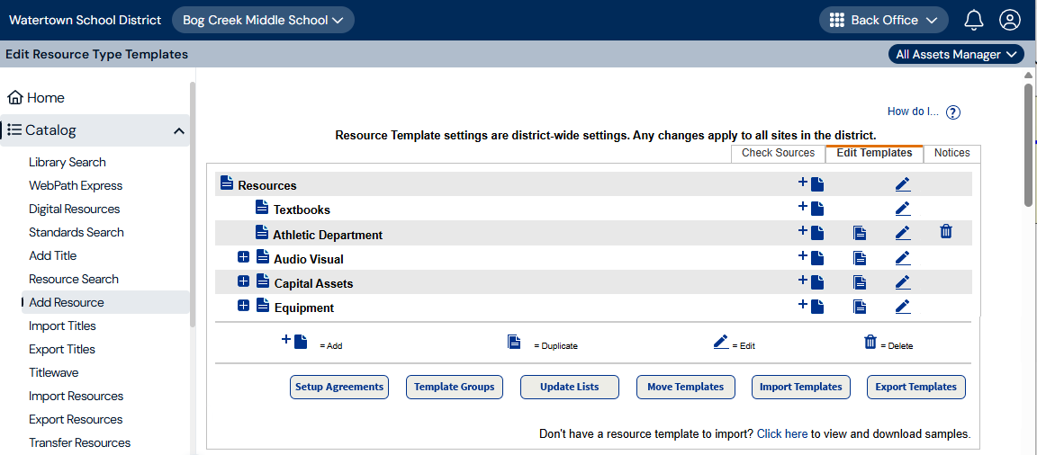 Edit Templates sub-tab.